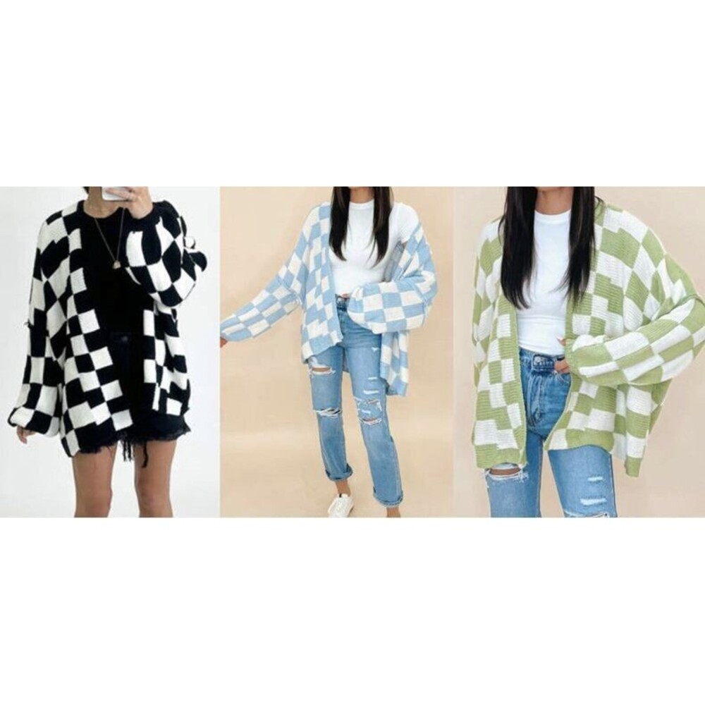 Super Soft Super Cute Thick On Trend Checkerboard Sweater (Multi Colors Avail)